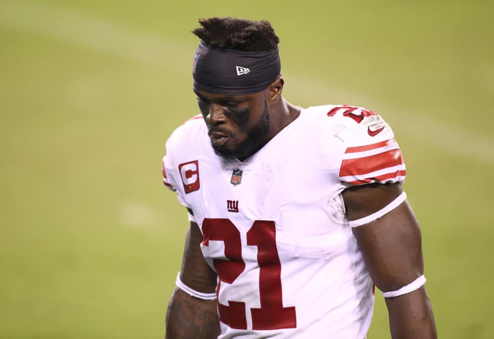 New York Giants Safety Jabrill Peppers (21) walks off the field after the game between the New York Giants and Philadelphia Eagles on October 22, 2020 at Lincoln Financial Field in Philadelphia, PA.