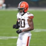 Cleveland Browns Wide Receiver Jarvis Landry (80) during the game between the Cleveland Browns and the Jacksonville Jaguars on November 29, 2020 at TIAA Bank Field in Jacksonville, Fl.