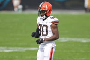 Cleveland Browns Wide Receiver Jarvis Landry (80) during the game between the Cleveland Browns and the Jacksonville Jaguars on November 29, 2020 at TIAA Bank Field in Jacksonville, Fl.