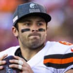 Cleveland Browns quarterback Baker Mayfield (6) during the NFL regular season football game against the San Francisco 49ers on Monday, Oct. 7, 2019 at Levi's Stadium in Santa Clara, Calif.