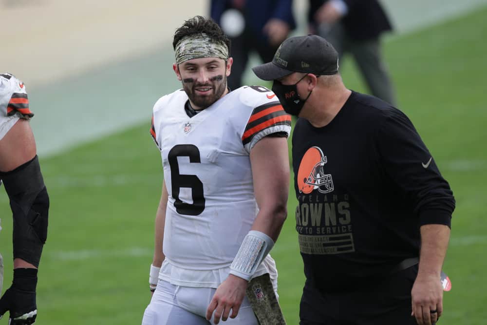 Cleveland Browns Quarterback Baker Mayfield (6) during the game between the Cleveland Browns and the Jacksonville Jaguars on November 29, 2020 at TIAA Bank Field in Jacksonville, Fl.