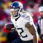 Tennessee Titans running back Derrick Henry (22) looks carries the ball during the AFC Championship game between the Tennessee Titans and the Kansas City Chiefs on Sunday January 19, 2020 at Arrowhead Stadium in Kansas City, MO.