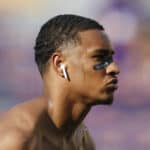 LSU Tigers safety Grant Delpit (7) before the game between the LSU Tigers and Georgia Southern Eagles at LSU Tiger Stadium on August 31, 2019 in Baton Rouge, LA.