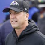 Baltimore Ravens Head Coach John Harbaugh prior to the National Football League game between the Baltimore Ravens and the Buffalo Bills on December 8, 2019, at New Era Field in Orchard Park, NY.