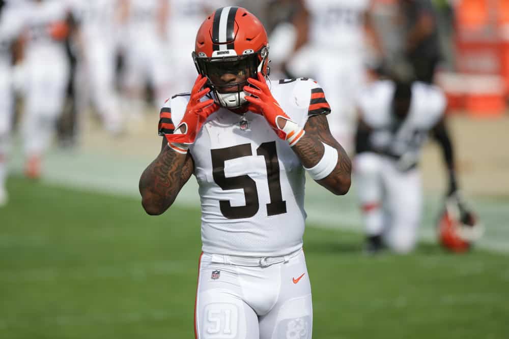 Cleveland Browns Linebacker Mack Wilson (51) during the game between the Cleveland Browns and the Jacksonville Jaguars on November 29, 2020 at TIAA Bank Field in Jacksonville, Fl.