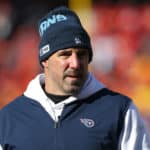 Tennessee Titans head coach Mike Vrabel before the AFC Championship game between the Tennessee Titans and Kansas City Chiefs on January 19, 2020 at Arrowhead Stadium in Kansas City, MO.