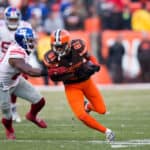Cleveland Browns Wide Receiver Rashard Higgins (81) runs after making a catch during the fourth quarter of the National Football League game between the New York Giants and Cleveland Browns on November 27, 2016, at FirstEnergy Stadium in Cleveland, OH. New York defeated Cleveland 27-13.