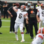 Cleveland Browns Quarterback Baker Mayfield (6) during the game between the Cleveland Browns and the Jacksonville Jaguars on November 29, 2020 at TIAA Bank Field in Jacksonville, Fl.
