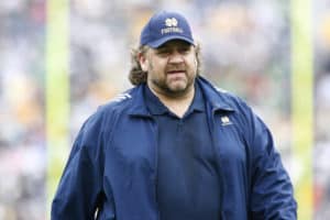 Honorary coach Bob Golic during Notre Dame's 77th annual Blue-Gold Game held in Notre Dame Stadium in South Bend, Indiana. The Blue team, led by Brady Quinn and game MVP Travis Thomas defeated the Gold 10-7.