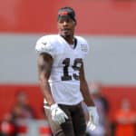 Ceveland Browns wide receiver Corey Coleman (19) during drills at the Cleveland Browns Training Camp on July 28, 2018, at the at the Cleveland Browns Training Facility in Berea, Ohio.