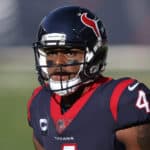 Houston Texans quarterback Deshaun Watson (4) looks on in action during a game between the Chicago Bears and the Houston Texans on December 13, 2020, at Soldier Field in Chicago, IL.