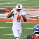 American defensive back Ifeatu Melifonwu of Syracuse (8) during the 2021 Reese's Senior Bowl on January 30, 2021 at Hancock Whitney Stadium in Mobile, Alabama.
