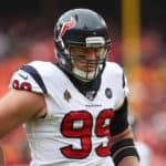 Houston Texans defensive end J.J. Watt (99) before an NFL Divisional round playoff game between the Houston Texans and Kansas City Chiefs on January 12, 2020 at Arrowhead Stadium in Kansas City, MO.
