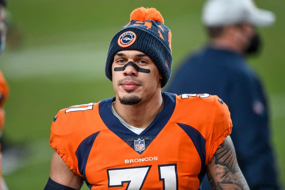 Denver Broncos free safety Justin Simmons (31) in the bench area during a game between the Denver Broncos and the Las Vegas Raiders at Empower Field at Mile High on January 3, 2021 in Denver, Colorado.