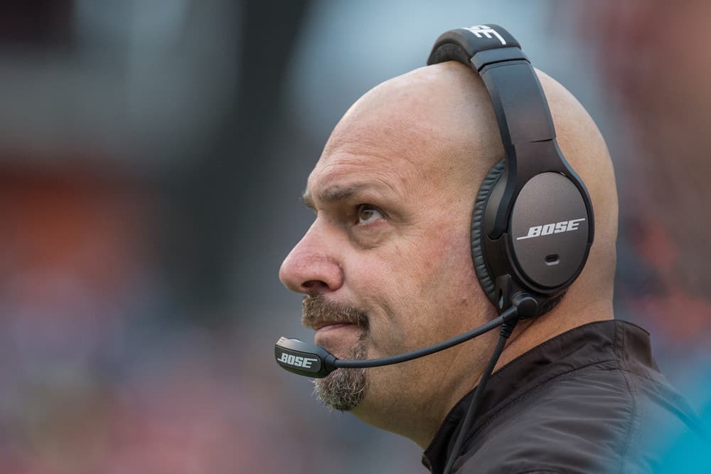 Cleveland Browns head coach Mike Pettine in action during a NFL game between the San Francisco 49ers and the Cleveland Browns at FirstEnergy Stadium, in Cleveland, OH.