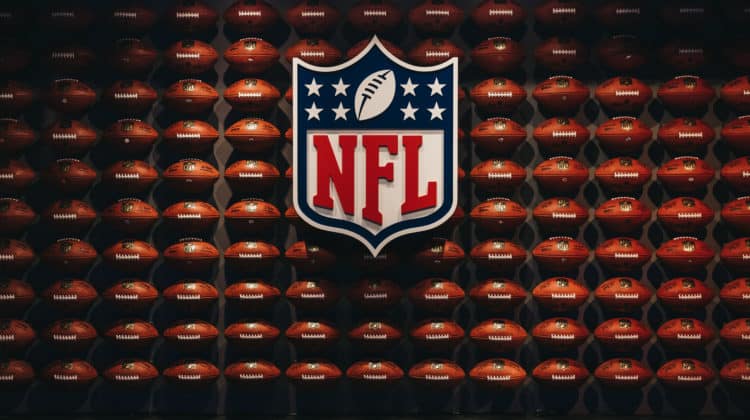 NFL logo with footballs