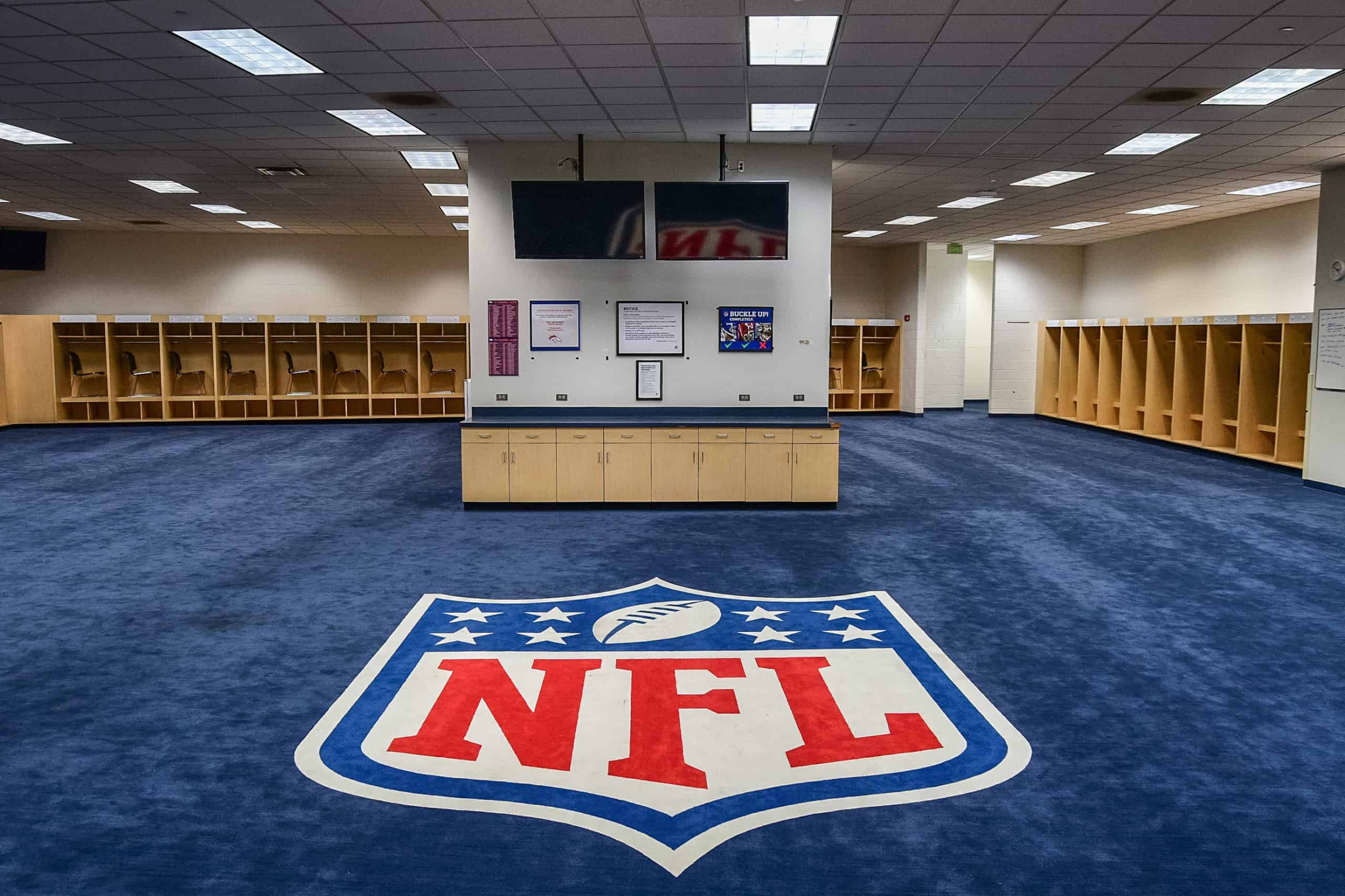 NFL logo in locker room