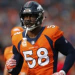 Denver Broncos outside linebacker Von Miller (58) during a game between the Denver Broncos and the visiting Cincinnati Bengals on November 19, 2017 at Sports Authority Field in Denver, CO.