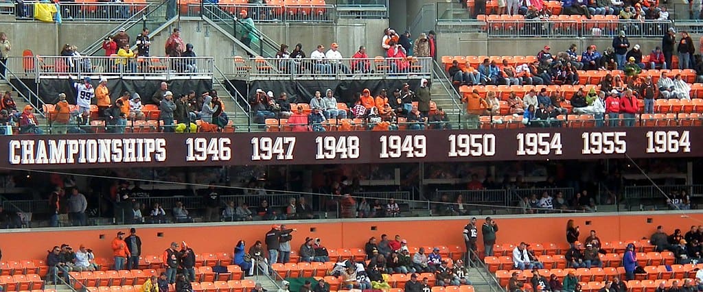 Browns championships at stadium display