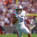 Auburn Tigers wide receiver Anthony Schwartz (5) runs the ball during the game between the Auburn Tigers and the Texas A&M Aggies on September 21, 2019 at Kyle Field in College Station, Texas.