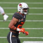 National defensive back Christian Uphoff of Illinois State (29) during warmups for the 2021 Reese's Senior Bowl on January 30, 2021 at Hancock Whitney Stadium in Mobile, Alabama.