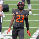 National defensive back Darren Hall of San Diego State (23) during warmups for the 2021 Reese's Senior Bowl on January 30, 2021 at Hancock Whitney Stadium in Mobile, Alabama.