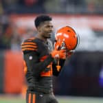 Cleveland Browns cornerback Greedy Williams (26) on the field during the third quarter of the National Football League game between the Pittsburgh Steelers and Cleveland Browns on November 14, 2019, at FirstEnergy Stadium in Cleveland, OH.