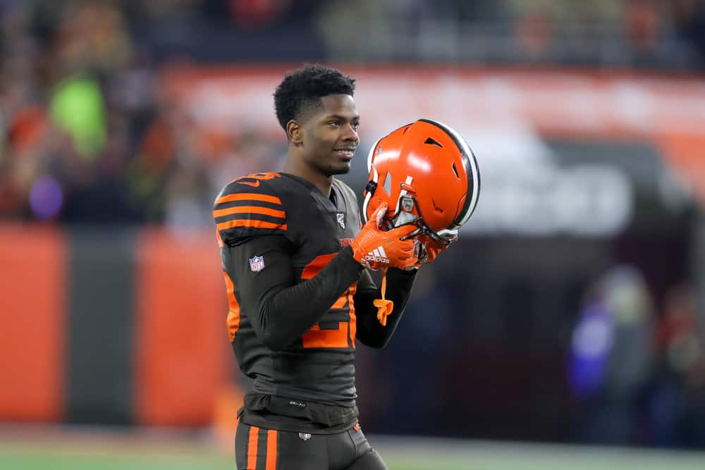 Cleveland Browns cornerback Greedy Williams (26) on the field during the third quarter of the National Football League game between the Pittsburgh Steelers and Cleveland Browns on November 14, 2019, at FirstEnergy Stadium in Cleveland, OH.