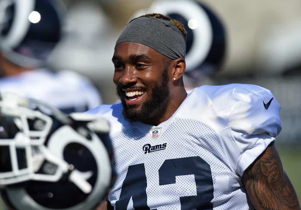 Rams S (43) John Johnson III during the Los Angeles Rams Training Camp on July 30, 2018 at UC Irvine in Irvine, CA.