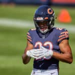 Chicago Bears cornerback Kyle Fuller (23) looks on in action during a game between the Chicago Bears and the New York Giants on September 20, 2020 at Soldier Field in Chicago, IL.