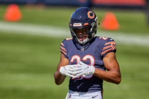 Chicago Bears cornerback Kyle Fuller (23) looks on in action during a game between the Chicago Bears and the New York Giants on September 20, 2020 at Soldier Field in Chicago, IL.