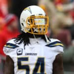 Los Angeles Chargers defensive end Melvin Ingram (54) before an AFC West game between the Los Angeles Chargers and Kansas City Chiefs on December 29, 2019 at Arrowhead Stadium in Kansas City, MO.