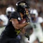 Purdue Boilermakers wide receiver Rondale Moore (4) returns a kickoff during the college football game between the Purdue Boilermakers and TCU Horned Frogs on September 14, 2019, at Ross-Ade Stadium in West Lafayette, IN.