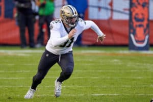 New Orleans Saints defensive end Trey Hendrickson (91) in action during a game between the Chicago Bears and the New Orleans Saints on November 01, 2020 at Soldier Stadium, in Chicago, IL.