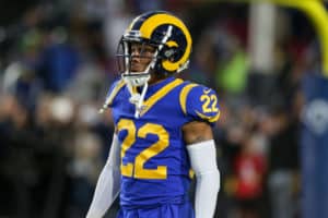 Los Angeles Rams cornerback Troy Hill (22) during the NFL game between the Seattle Seahawks and the Los Angeles Rams on December 08, 2019, at the Los Angeles Memorial Coliseum in Los Angeles, CA.