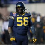 West Virginia Mountaineers defensive lineman Darius Stills (56) during the AutoZone Liberty Bowl between the Army Black Knights and the West Virginia Mountaineers on December 31, 2020 at the Liberty Bowl Memorial Stadium in Memphis, Tennessee.