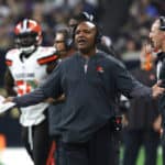 Cleveland Browns head coach Hue Jackson on the sidelines during his game against the New Orleans Saints in New Orleans, Louisiana USA on September 16, 2018