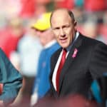 Kansas City Chiefs general manager Scott Pioli walks on the field before a game between the Carolina Panthers and the Kansas City Chiefs at Arrowhead Stadium in Kansas City, Missouri.
