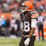 Cleveland Browns Wide Receiver Taylor Gabriel (18) [12653] during the game between the Cincinnati Bengals and Cleveland Browns played at FirstEnergy Stadium in Cleveland, OH. Cincinnati defeated Cleveland 30-0.