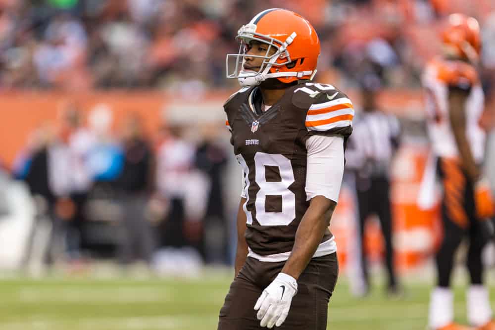 Cleveland Browns Wide Receiver Taylor Gabriel (18) [12653] during the game between the Cincinnati Bengals and Cleveland Browns played at FirstEnergy Stadium in Cleveland, OH. Cincinnati defeated Cleveland 30-0.