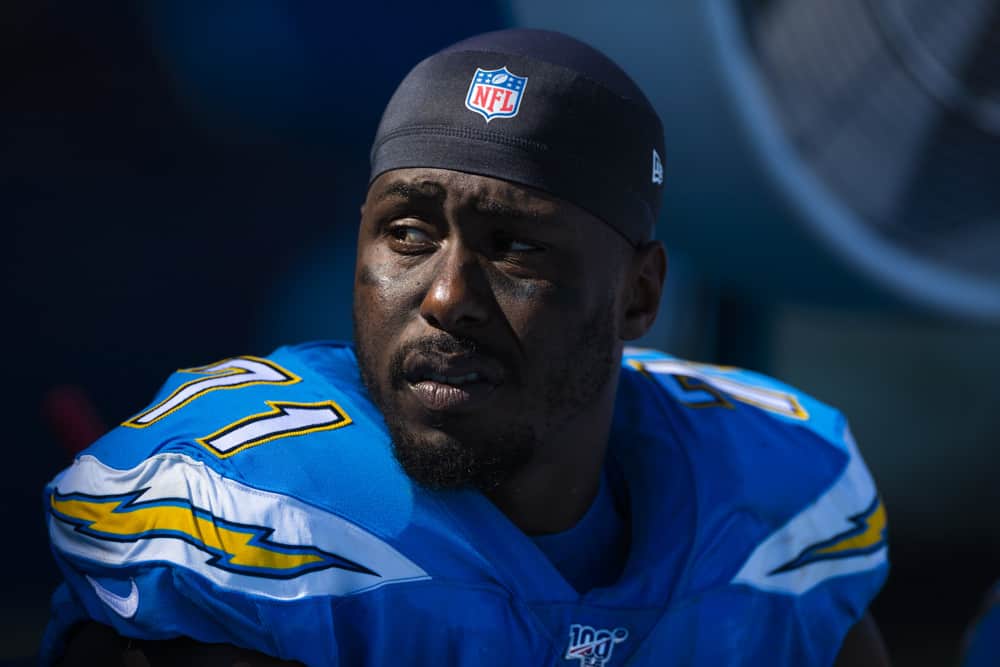 Los Angeles Chargers defensive end Damion Square (71) during the NFL regular season football game against the Denver Broncos on October 06, 2019, at Dignity Health Sports Park in Carson, Calif.