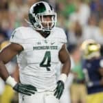 Michigan State Spartans defensive lineman Malik McDowell (4) during the NCAA football game between the Notre Dame Fighting Irish and Michigan State Spartans at Notre Dame Stadium in South Bend, IN.