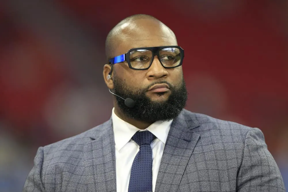 Sportscaster Marcus Spears prior to the Peach Bowl game between the LSU Tigers and the Oklahoma Sooners on December 28, 2019 at the Mercedes-Benz Stadium in Atlanta, Georgia.