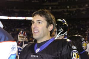 The Baltimore Ravens kicker Matt Stover (3) walks off the field after kicking 4 field goals to lead the Ravens to a 19-7 win over the Buffalo Bills at M&T Bank Stadium in Baltimore, Md.