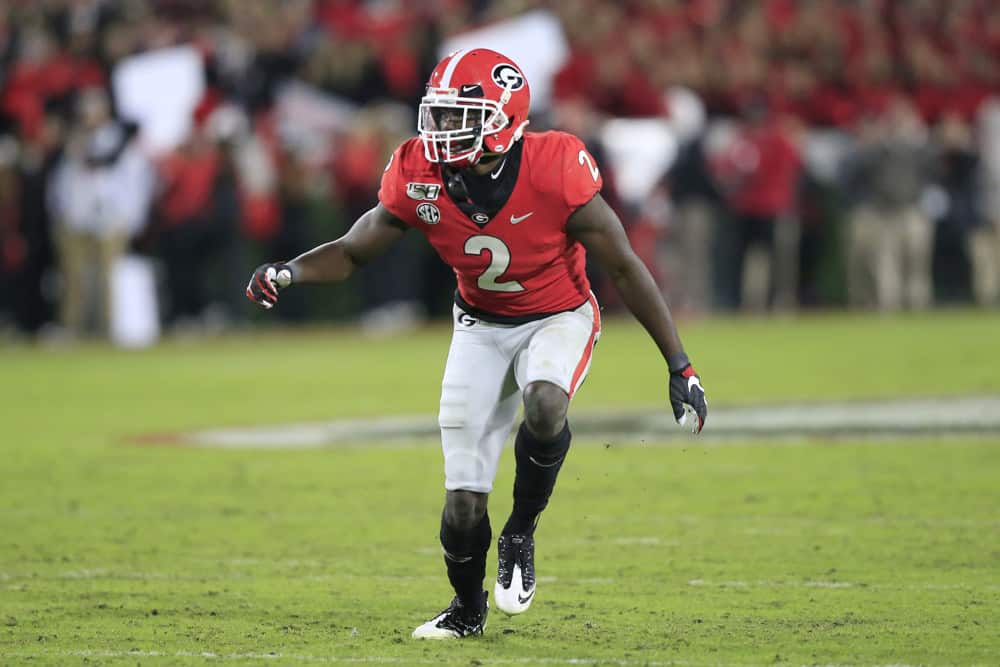 Defensive back Richard LeCounte (2) of the Georgia Bulldogs during the college football game between the Georgia Bulldogs and the Missouri Tigers on November 9, 2019 at Sanford Stadium in Athens, GA.