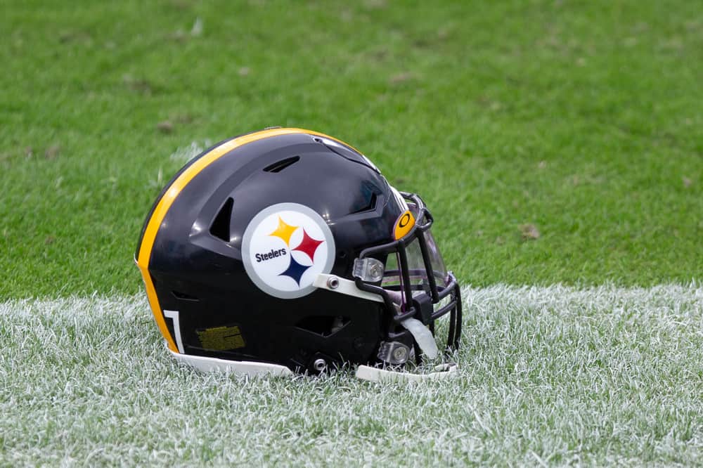 A Pittsburgh Steelers helmet during the game between the Pittsburgh Steelers and the Jacksonville Jaguars on November 22, 2020 at TIAA Bank Field in Jacksonville, Fl.