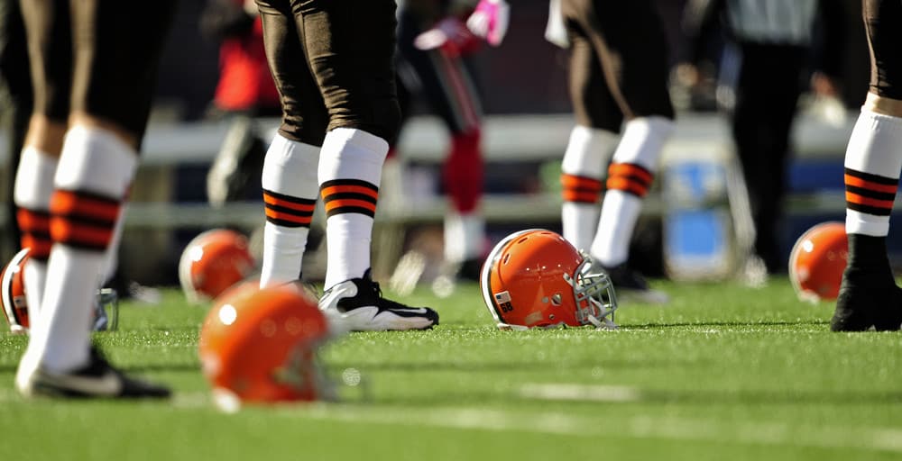 The Cleveland Browns warm up prior to a game against the Buffalo Bills at Ralph Wilson Stadium in Orchard Park, New York. The Browns defeated the Bills 6-3 for Cleveland's first win of the season.