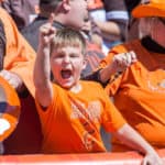 Cleveland Browns fans celebrate a Browns touchdown during the first quarter of the game between the Tennessee Titans and Cleveland Browns at FirstEnergy Stadium in Cleveland, OH. Cleveland defeated Tennessee 28-14.