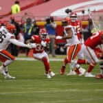 Running back Darrel Williams #31 of the Kansas City Chiefs carries the football against the defense of the Cleveland Browns at Arrowhead Stadium on January 17, 2021 in Kansas City, Missouri.