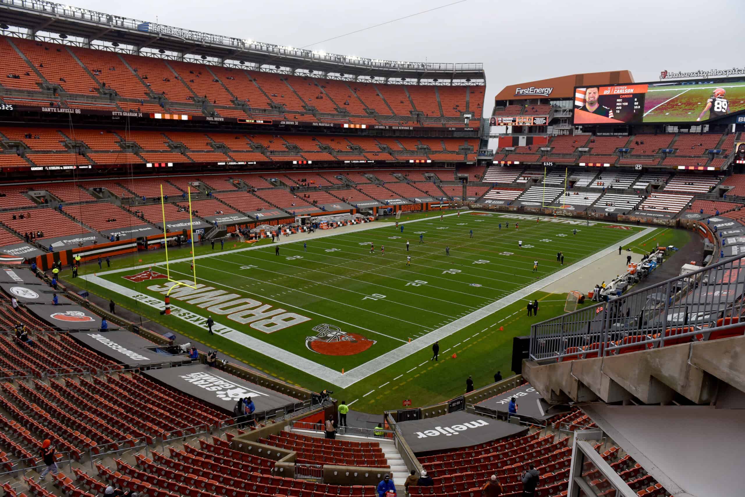 A general view of FirstEnergy Stadium before the game between the Cleveland Browns and the Pittsburgh Steelers on January 03, 2021 in Cleveland, Ohio. 